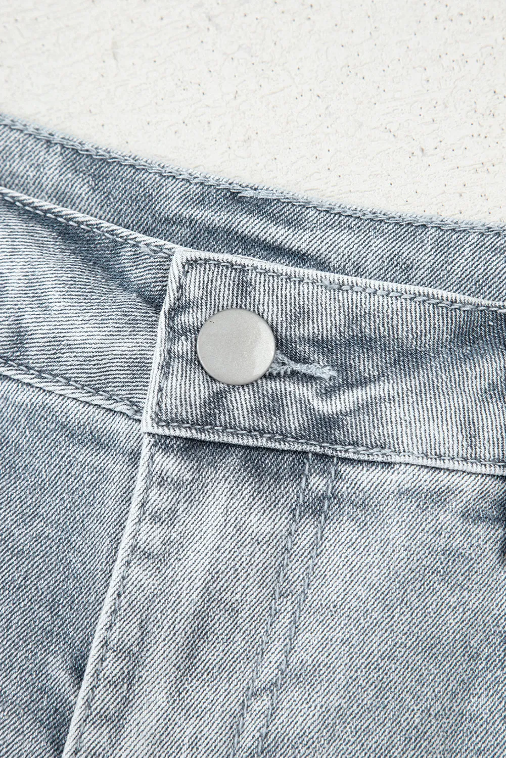 Scalloped Acid Wash High Waist Denim Shorts by Threaded Pear sold by Zulily product image thumbnail 3