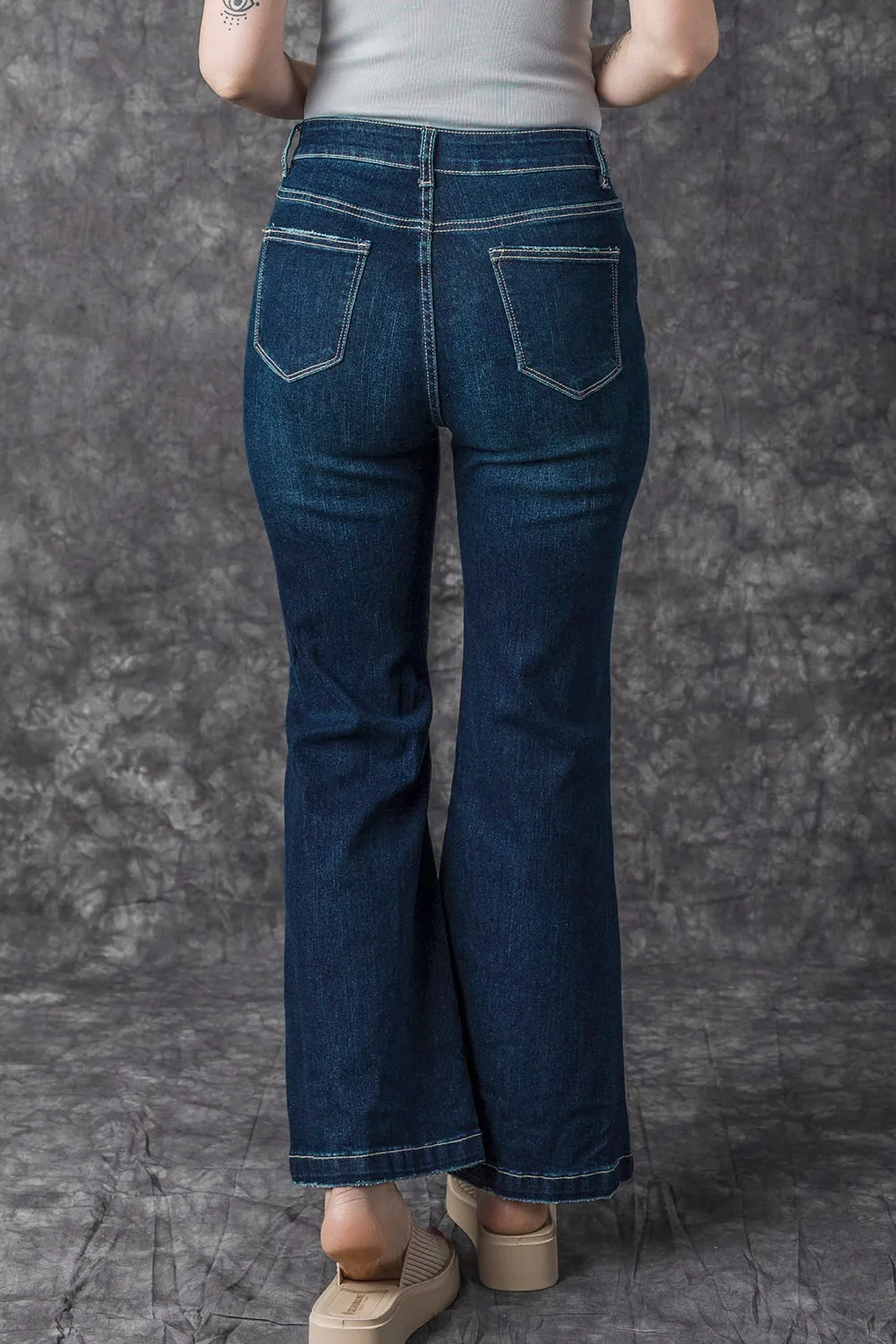 Khloe High Rise Ripped Bell Bottom Jeans by Threaded Pear sold by Zulily product image thumbnail 2