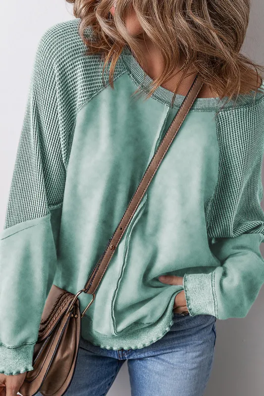 Jolie Waffle Exposed Seam Raglan Sweatshirt by Threaded Pear sold by Zulily