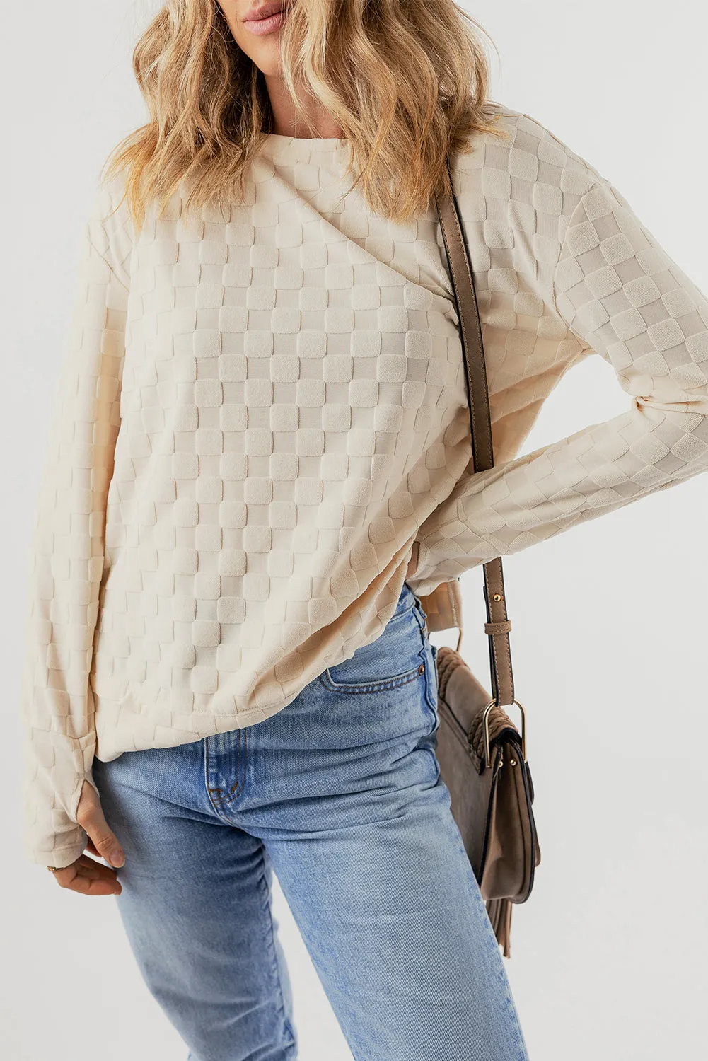 Tiffany Textured Thumbhole Sleeve Top by Threaded Pear sold by Zulily product image thumbnail 3