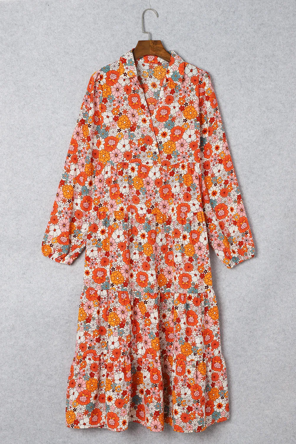 Barbara Floral Collared Long Sleeve Ruffled Dress by Threaded Pear sold by Zulily product image thumbnail 5