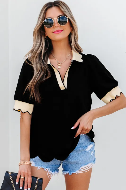 Clare Collared V Neck Puff Sleeve Blouse by Threaded Pear sold by Zulily