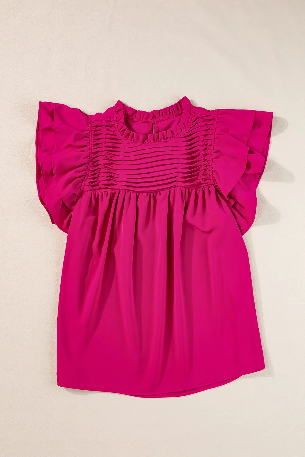 Dayana Ruffled Flutter Sleeve Pleated Blouse by Threaded Pear sold by Zulily product image thumbnail 5