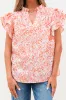 Nancy Floral Ruffle Sleeve Split Neck Blouse by Threaded Pear sold by Zulily