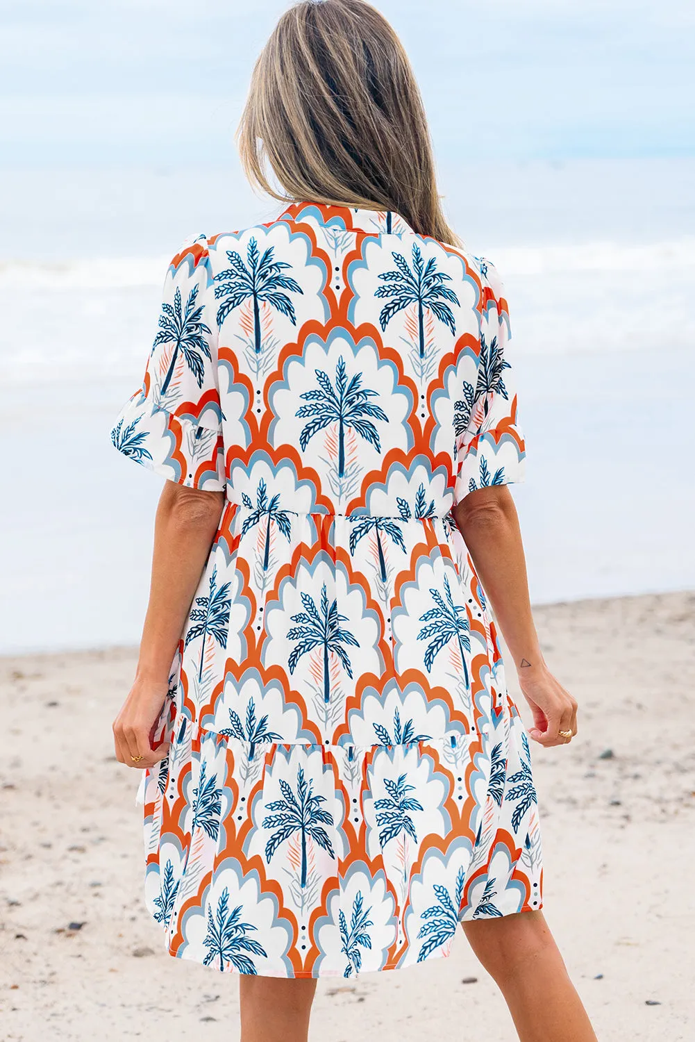Genesis Palm Tree Printed Short Sleeve Dress by Threaded Pear sold by Zulily product image thumbnail 2
