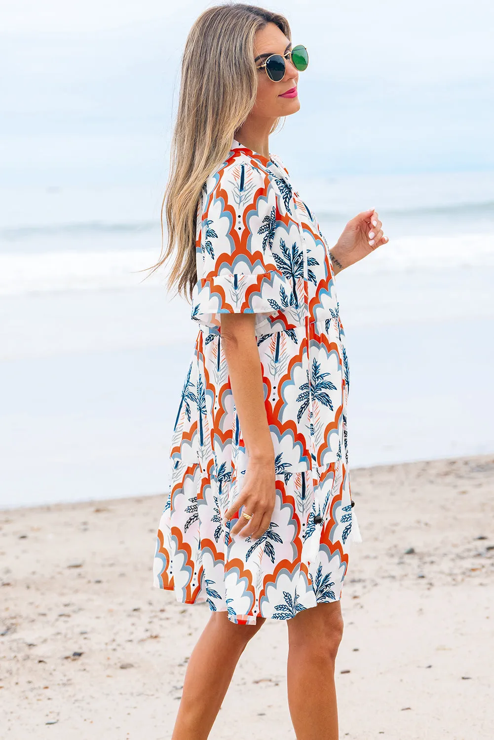 Genesis Palm Tree Printed Short Sleeve Dress by Threaded Pear sold by Zulily product image thumbnail 3