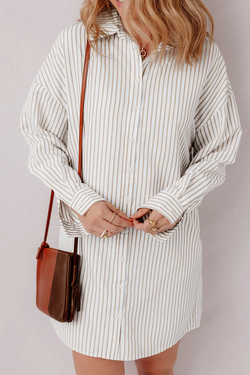 Selena Long Sleeve Button Up Shirt Dress by Threaded Pear sold by Zulily product image thumbnail 5