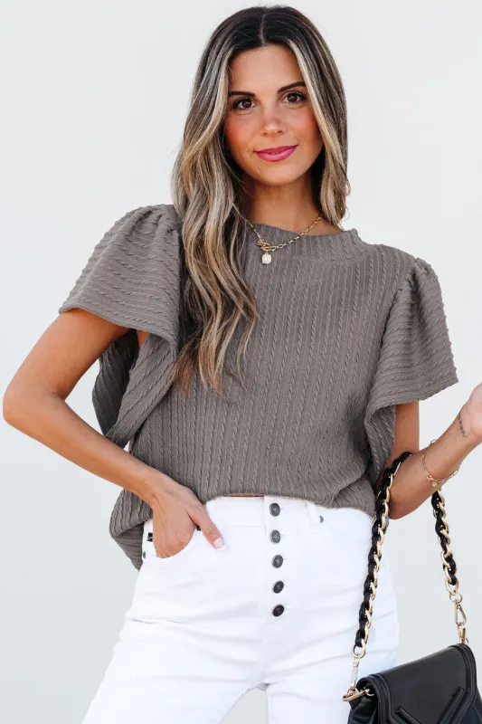 Brynn Textured Flutter Sleeve Top by Threaded Pear sold by Zulily