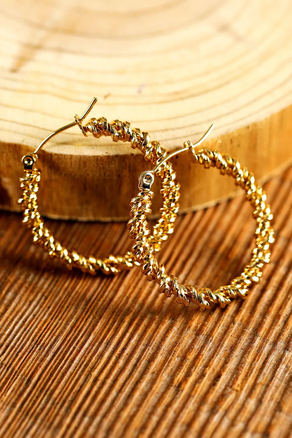 Gold Vintage Textured Hoop Earrings by Threaded Pear sold by Zulily product image thumbnail 3