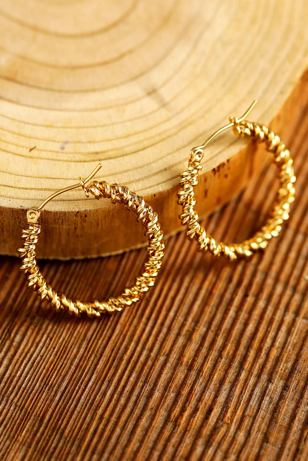Gold Vintage Textured Hoop Earrings by Threaded Pear sold by Zulily product image thumbnail 2