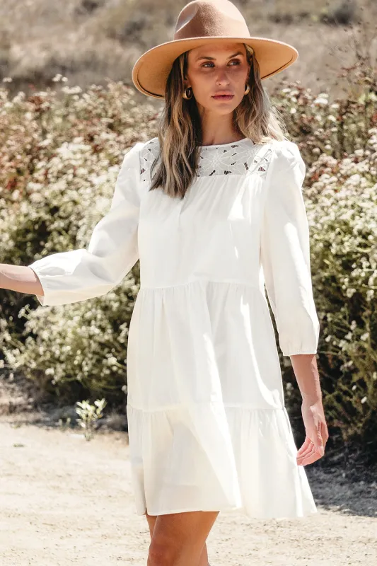 Whitley Floral Lace Patchwork Tiered Mini Dress by Threaded Pear sold by Zulily