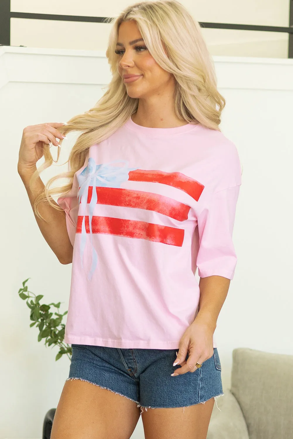 Pink Bow Flag Tee by Threaded Pear sold by Zulily product image thumbnail 5
