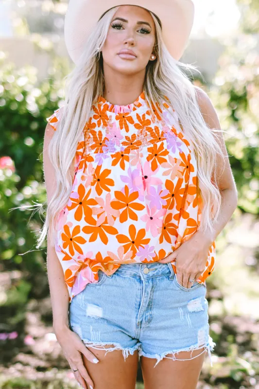 Alison Ruffled Sleeve Smocked Floral Top by Threaded Pear sold by Zulily