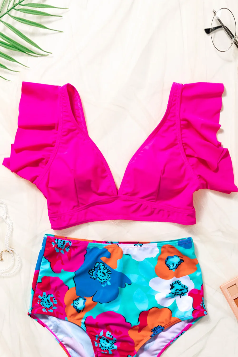 Lauren Ruffled V Neck Swim Top by Threaded Pear sold by Zulily product image thumbnail 5