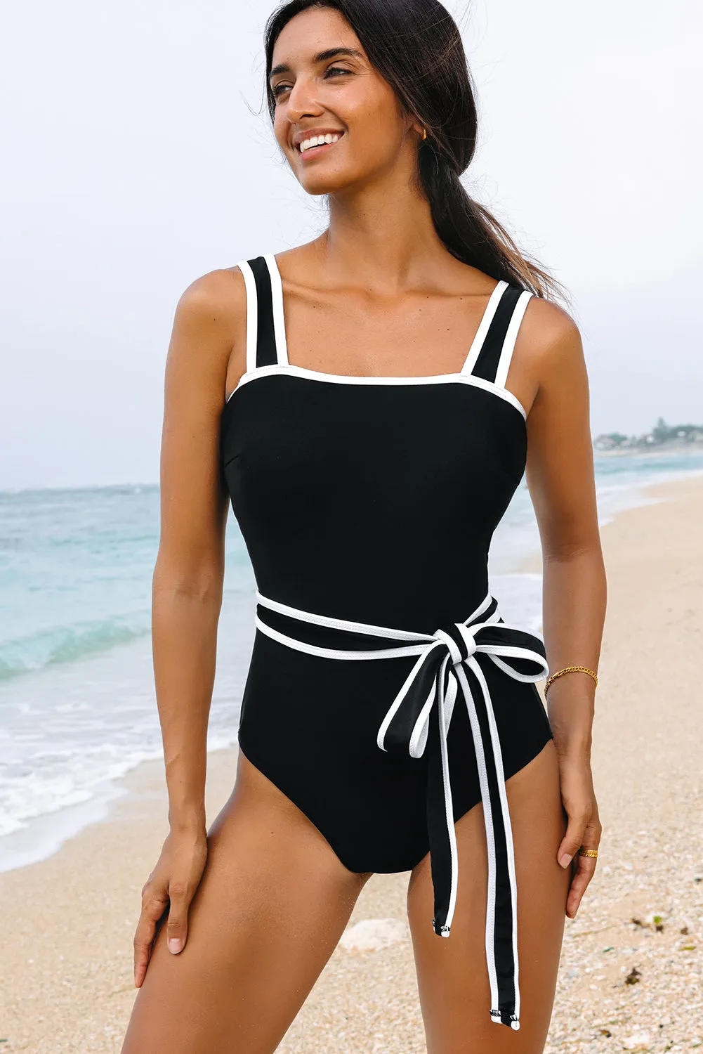 Celine Edge Belted One Piece Swimsuit by Threaded Pear sold by Zulily product image thumbnail 5