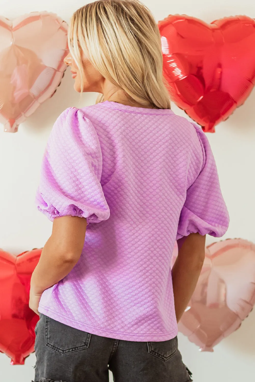 Stevie Textured Puff Sleeve Blouse by Threaded Pear sold by Zulily product image thumbnail 2