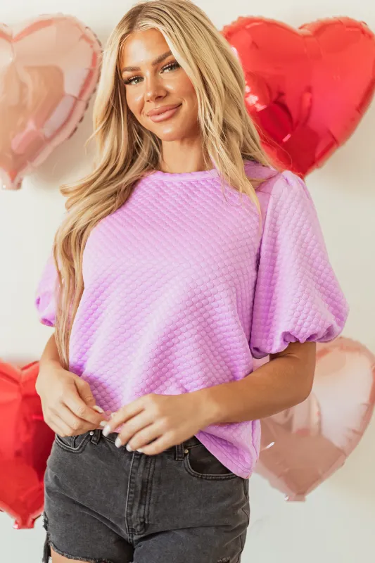 Stevie Textured Puff Sleeve Blouse by Threaded Pear sold by Zulily