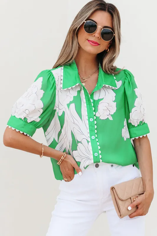 Celina Floral Ric Rac Edge Sleeve Blouse by Threaded Pear sold by Zulily