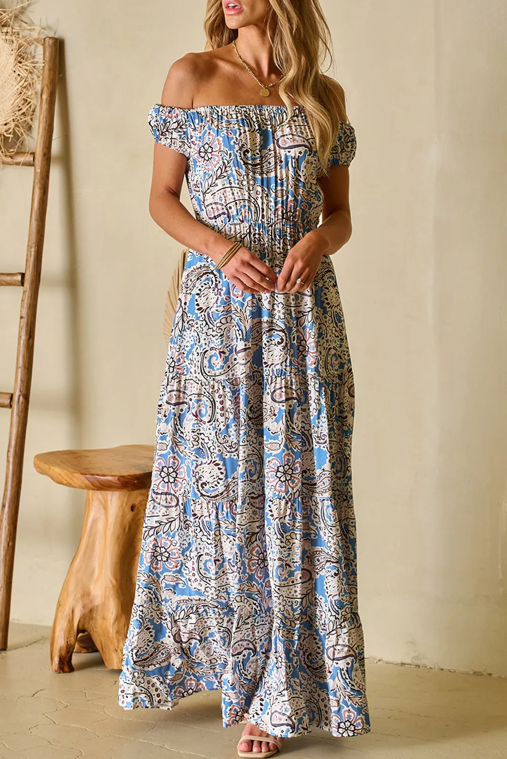 Bria Off Shoulder Maxi Dress by Threaded Pear sold by Zulily