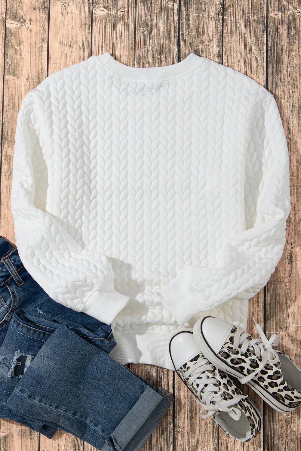 Logan XOXO Glitter Chenille Cable Knit Pullover Sweatshirt by Threaded Pear sold by Zulily product image thumbnail 3
