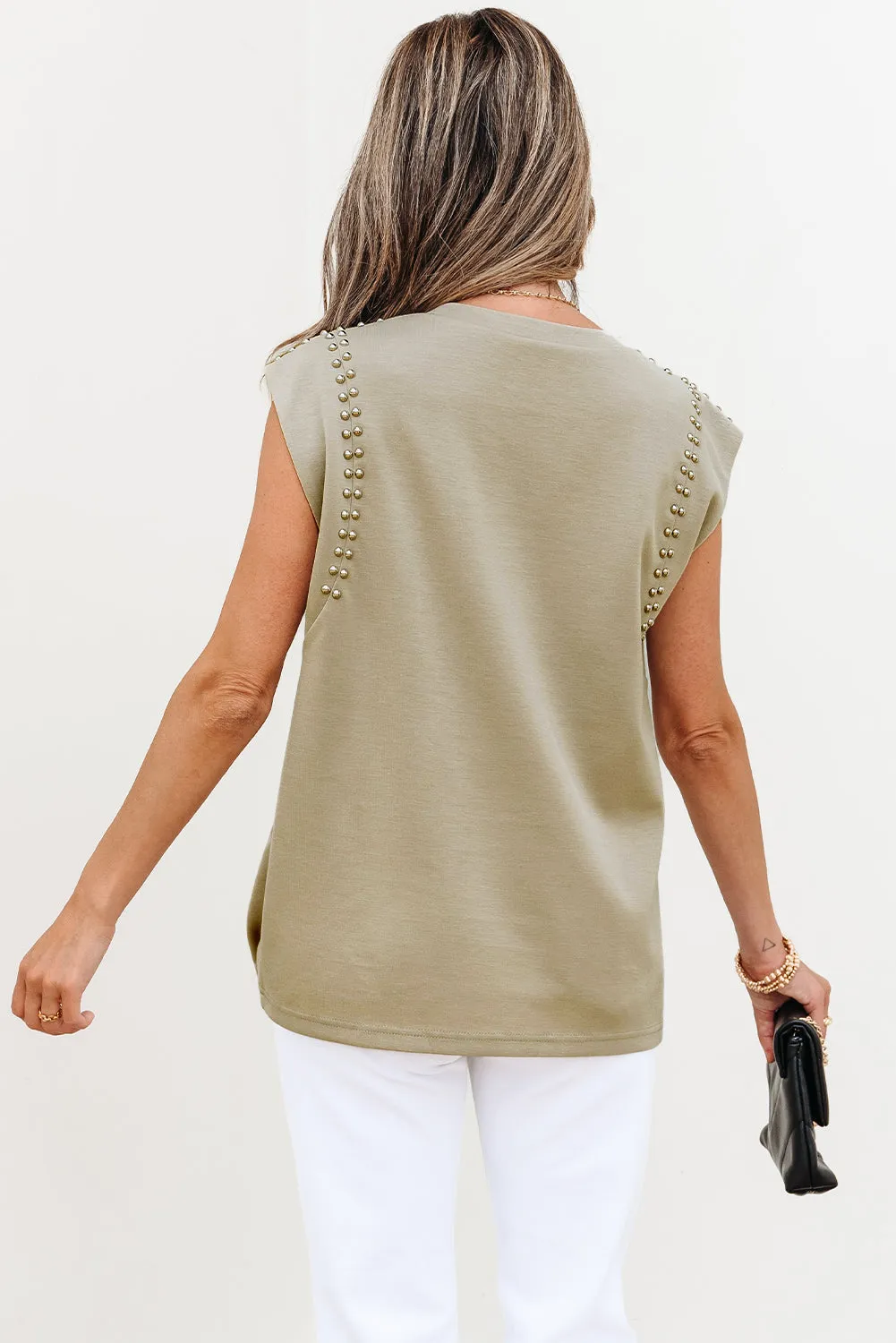 Julietta Studded Cap Sleeve Round Neck Top by Threaded Pear sold by Zulily product image thumbnail 2
