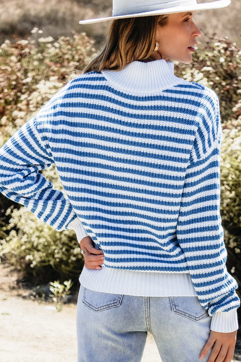 Quinn Stripe Zip Up Collar Sweater by Threaded Pear sold by Zulily product image thumbnail 2