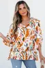 Aurelia Drawstring Frilled V Neck 3/4 Sleeve Blouse by Threaded Pear sold by Zulily