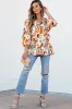 Aurelia Drawstring Frilled V Neck 3/4 Sleeve Blouse by Threaded Pear sold by Zulily
