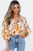 Aurelia Drawstring Frilled V Neck 3/4 Sleeve Blouse by Threaded Pear sold by Zulily