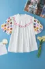 Khaleesi Embroidered Smocked Neck Puff Sleeve Top by Threaded Pear sold by Zulily