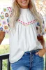 Khaleesi Embroidered Smocked Neck Puff Sleeve Top by Threaded Pear sold by Zulily
