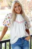 Khaleesi Embroidered Smocked Neck Puff Sleeve Top by Threaded Pear sold by Zulily