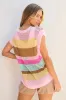 Jamie Stripe Crochet Cap Sleeve Loose Fit Sweater Top by Threaded Pear sold by Zulily