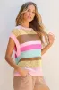 Jamie Stripe Crochet Cap Sleeve Loose Fit Sweater Top by Threaded Pear sold by Zulily