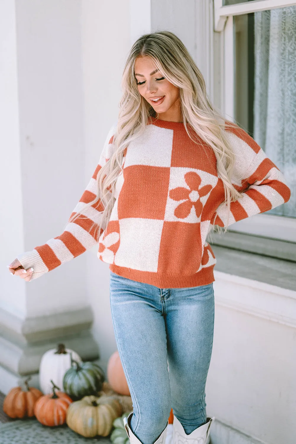 Miller Checkered Floral Striped Sleeve Sweater by Threaded Pear sold by Zulily product image thumbnail 5