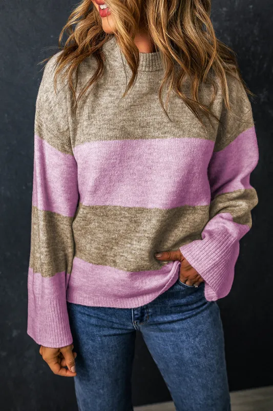 Renata Stripe Crew Neck Wide Sleeve Colorblock Sweater by Threaded Pear sold by Zulily