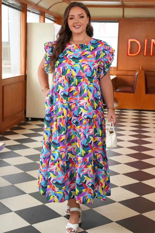 Noa Plus Size Ruffled Short Sleeve Maxi Dress by Threaded Pear sold by Zulily