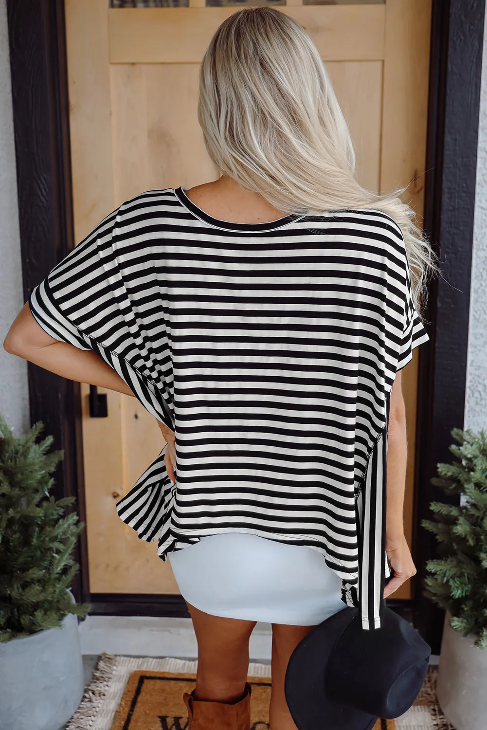 Alia Stripe Batwing Sleeve Crewneck Oversized Top by Threaded Pear sold by Zulily product image thumbnail 2