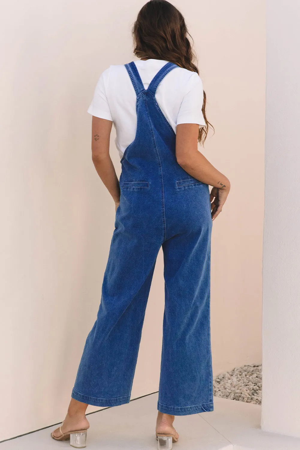 Elodie Knotted Strap Wide Leg Denim Overalls by Threaded Pear sold by Zulily product image thumbnail 2