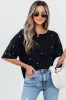 Demi Pearl Beaded Drop Shoulder Crewneck Top by Threaded Pear sold by Zulily