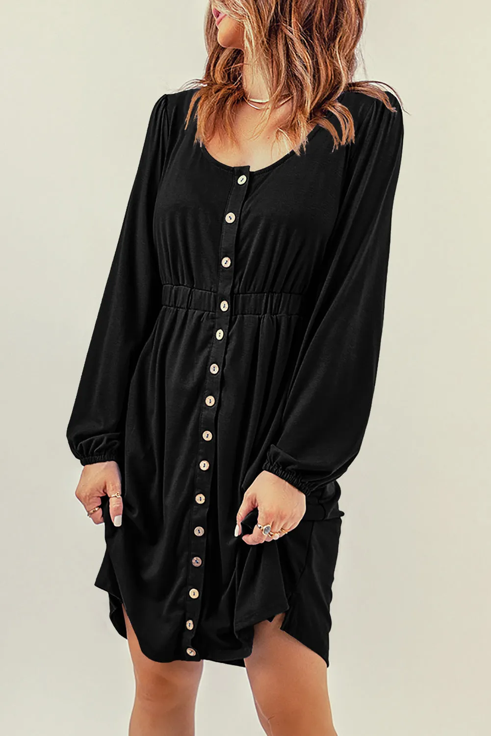 Julianna Button Up High Waist Long Sleeve Dress by Threaded Pear sold by Zulily product image thumbnail 5
