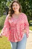 Lena Plus Size Floral V Neck Blouse by Threaded Pear sold by Zulily