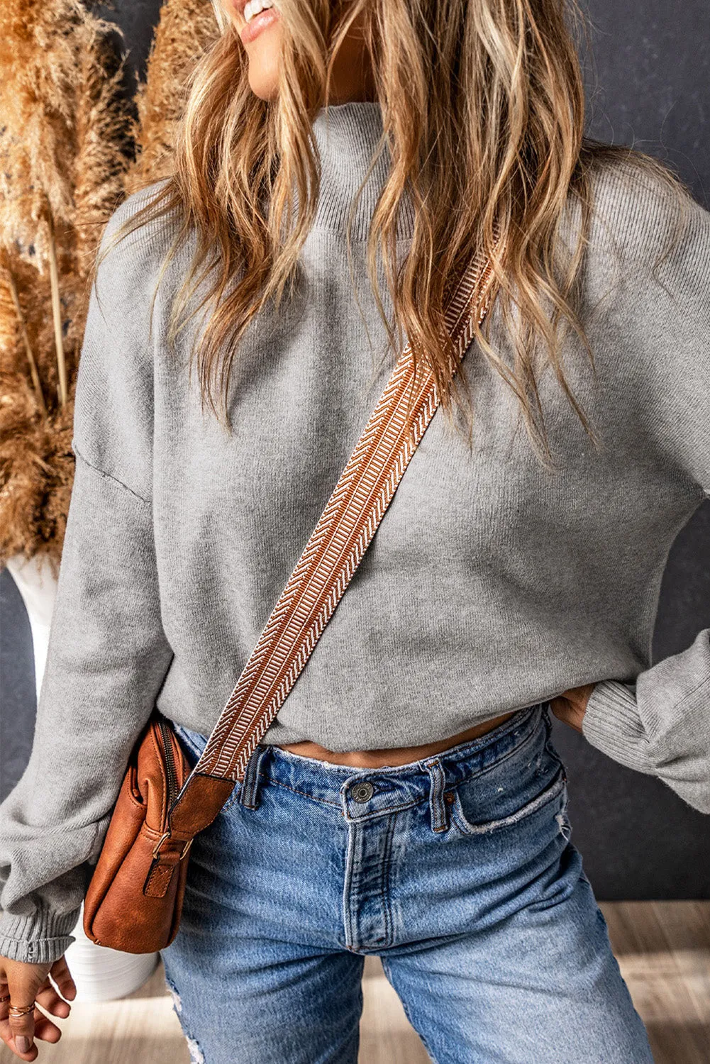 Brielle Turtleneck Drop Shoulder Bubble Sleeve Knit Sweater by Threaded Pear sold by Zulily product image thumbnail 5