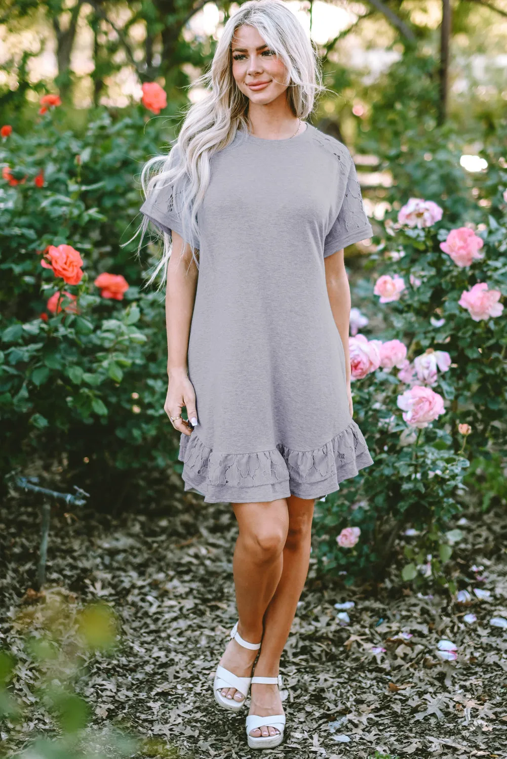 Belen Lace Ruffled T-shirt Dress by Threaded Pear sold by Zulily product image thumbnail 4