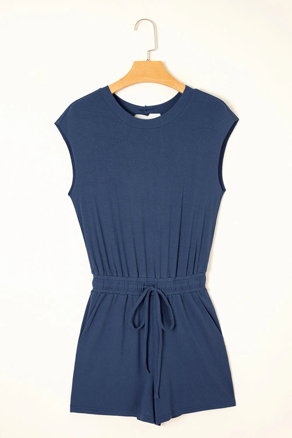 Kassidy Knit Open Back Cap Sleeve Drawstring Romper by Threaded Pear sold by Zulily product image thumbnail 5