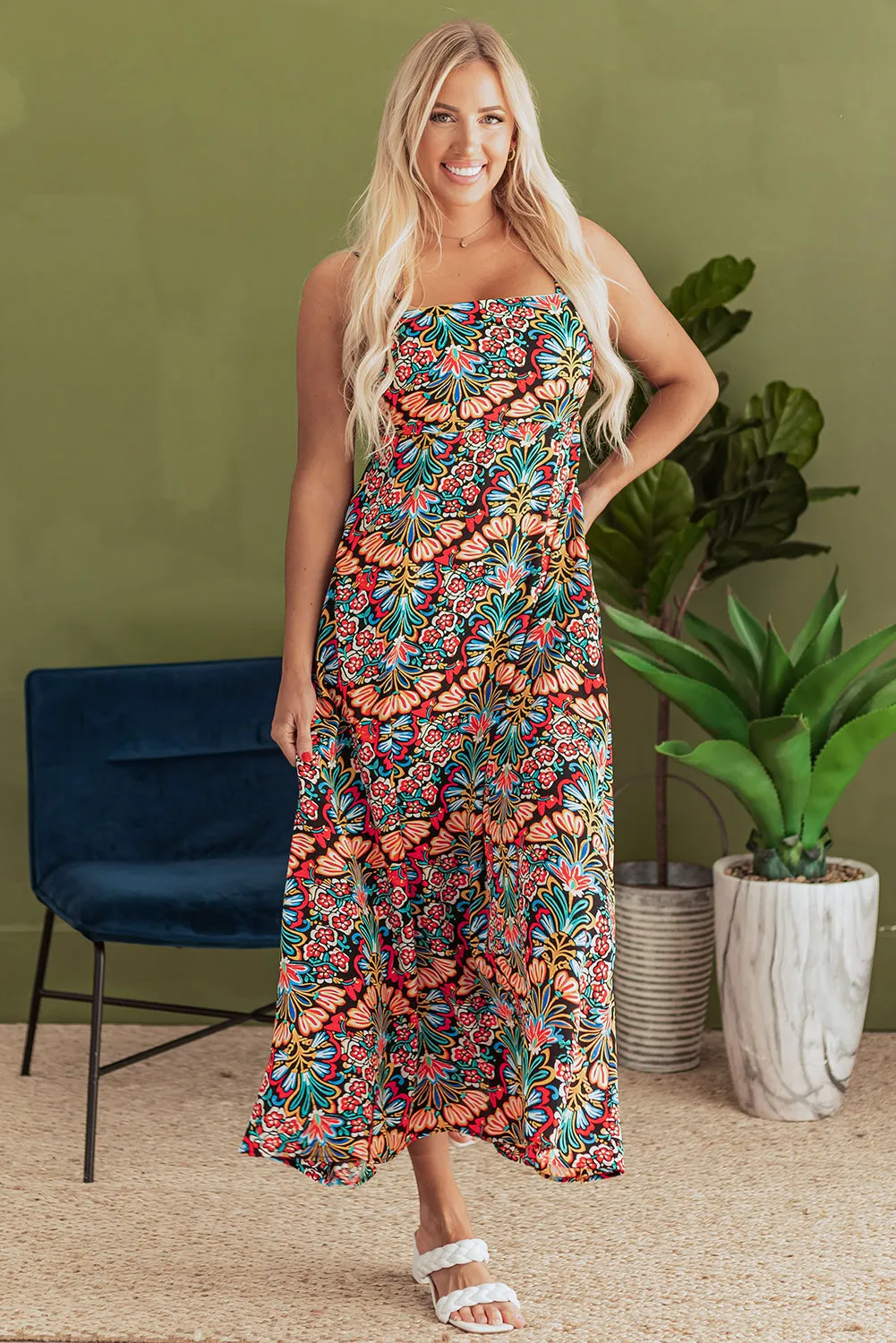 Danielle Boho Floral High Waist Maxi Dress by Threaded Pear sold by Zulily product image thumbnail 4