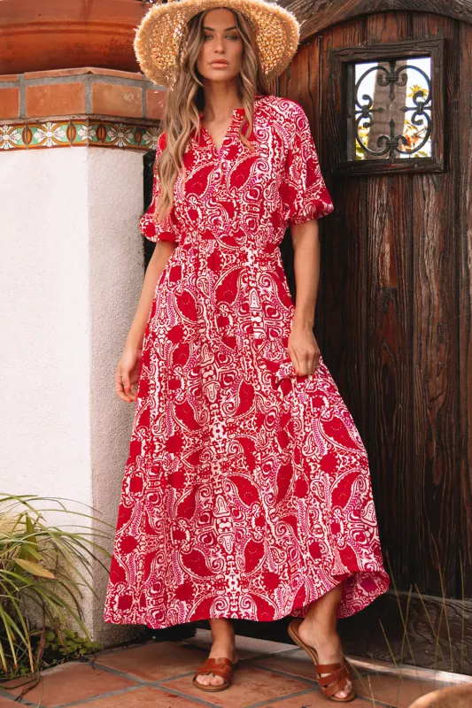 Raquel Paisley Side Slit Maxi Dress by Threaded Pear sold by Zulily