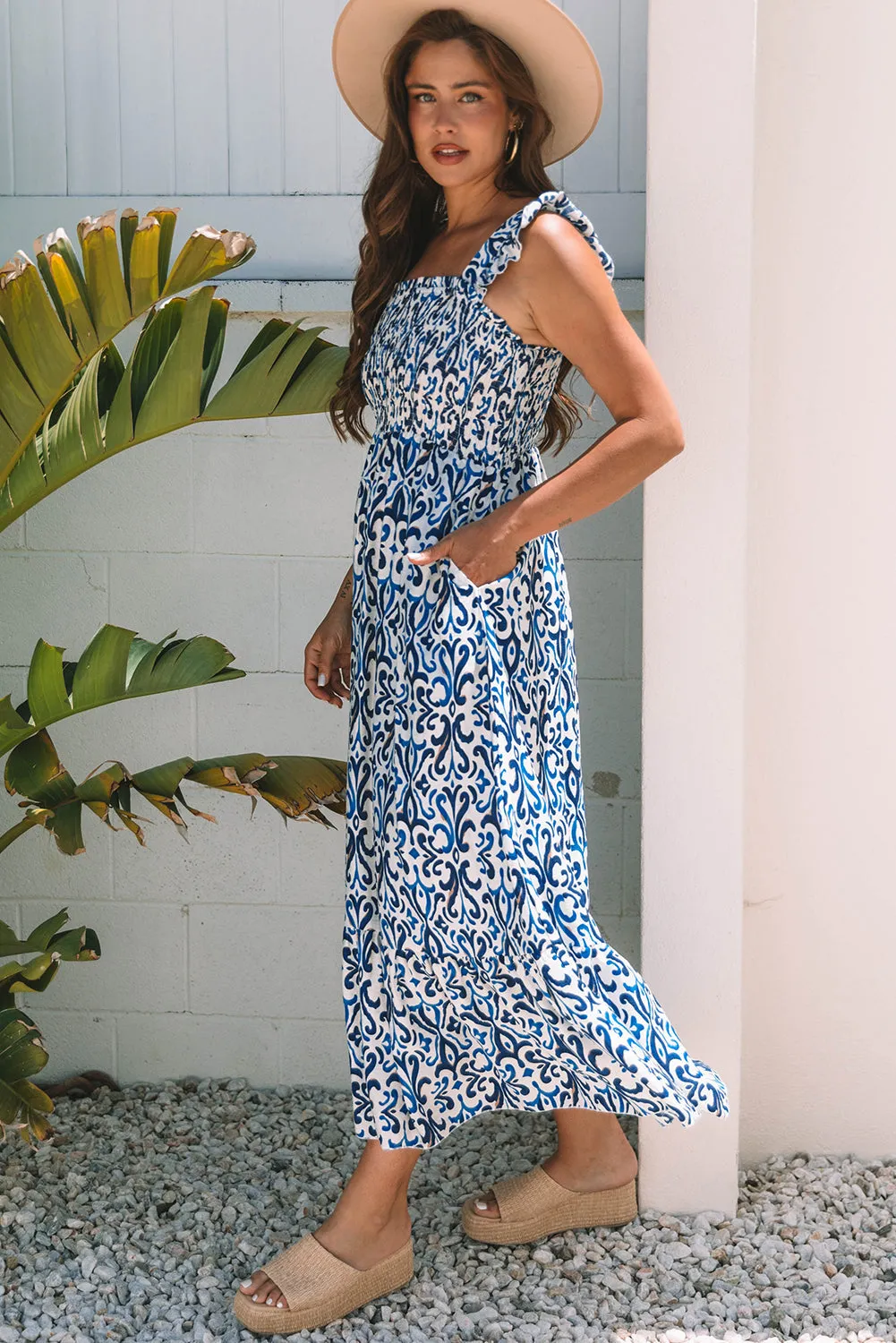 Malka Boho Smocked High Waist Maxi Dress by Threaded Pear sold by Zulily product image thumbnail 3
