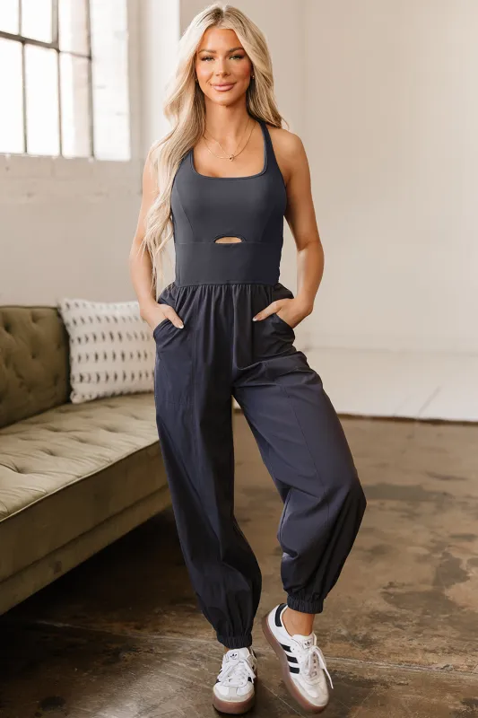 Avianna Back Crossed Straps Hollow Out Jogger Jumpsuit by Threaded Pear sold by Zulily