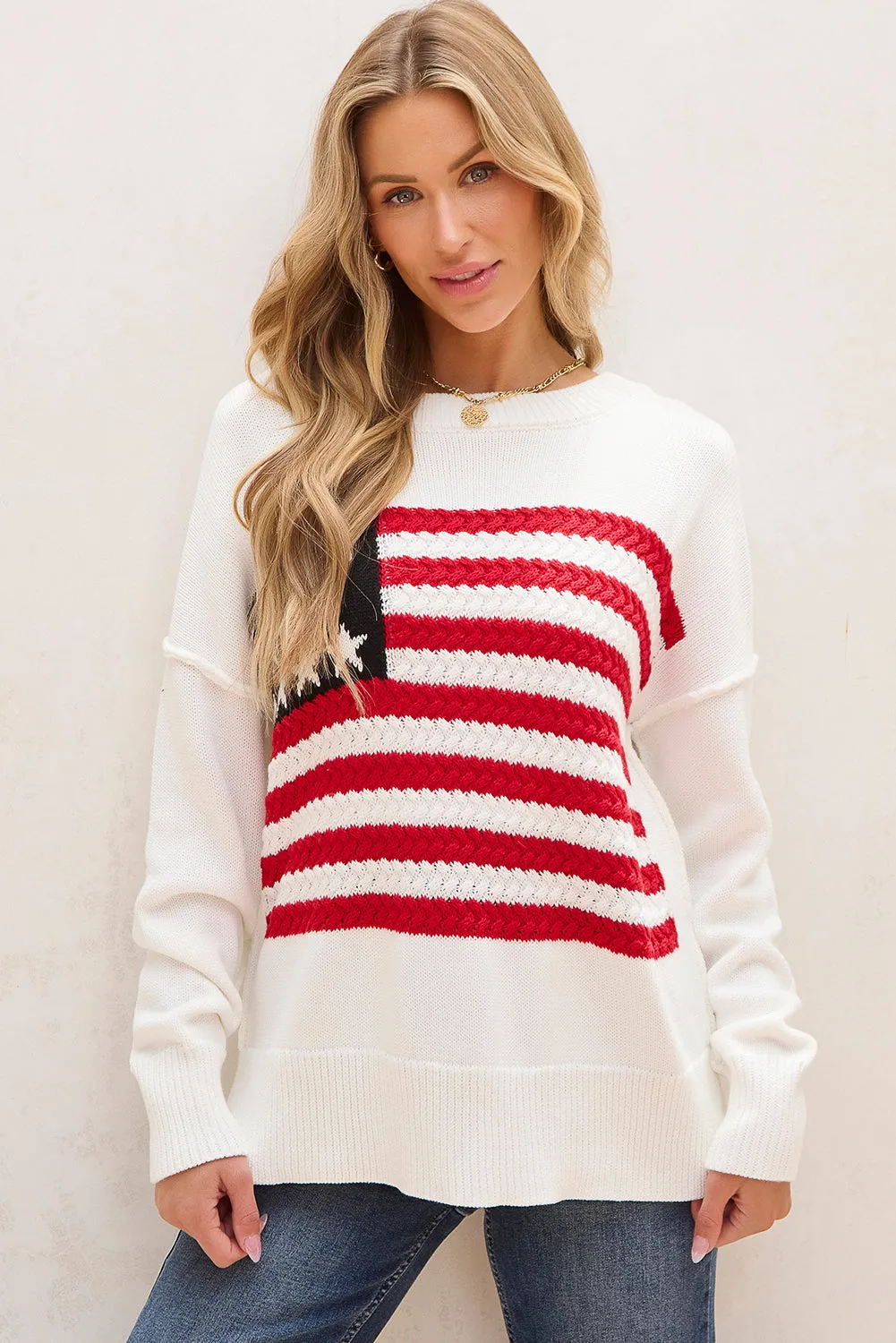 Lakelyn American Flag Sweater by Threaded Pear sold by Zulily product image thumbnail 4